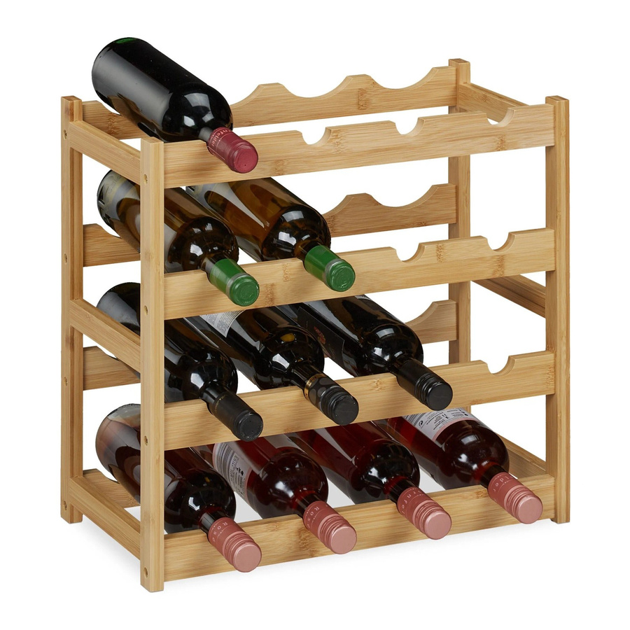 Relaxdays Weinregal aus Bambus in Natur, Platz für 16 Flaschen, B/T/H: 42,5 x 45 x 23,5 cm - Bild 2