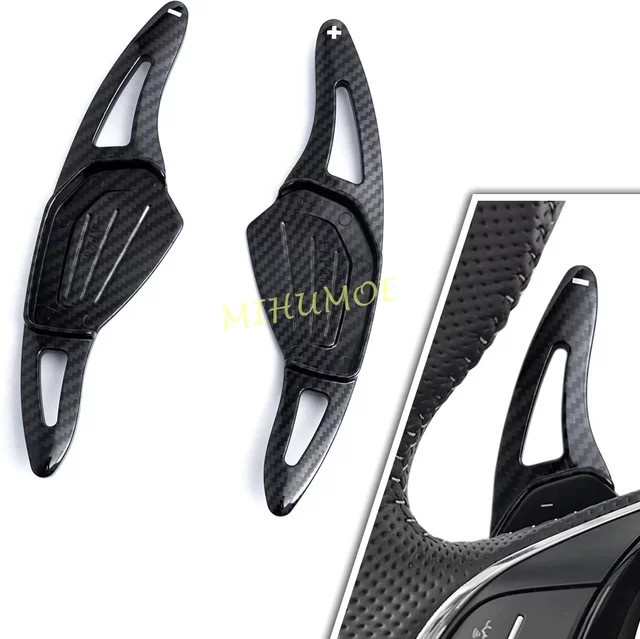 El Mohamed Lenkrad-Paddle-Shifter-Verlängerung aus Carbon Fiber in Schwarz für Skoda Octavia Superb Enyaq Kodiaq Karoq Kushaq Scala Kamiq Kylaq - Bild 1