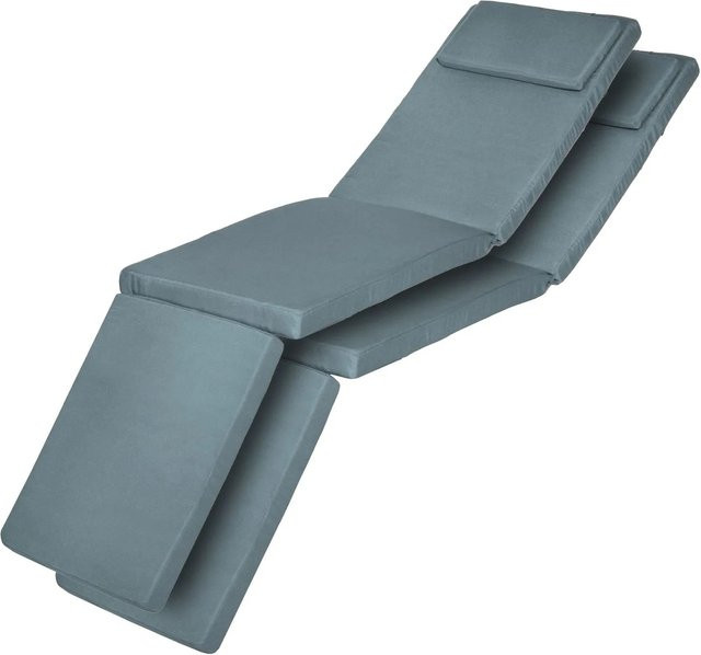 Beautissu 2er Set Luxus Deckchair Auflage LoftLux DC in Taubenblau B/T/H: 175 x 45 x 5 cm - Bild 1