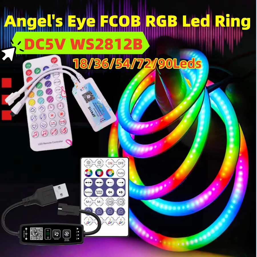 Angel's Eye FCOB RGB LED-Ring mit Bluetooth APP-Steuerung und SP611e Controller, individuell adressierbar, Multicolor - Bild 3