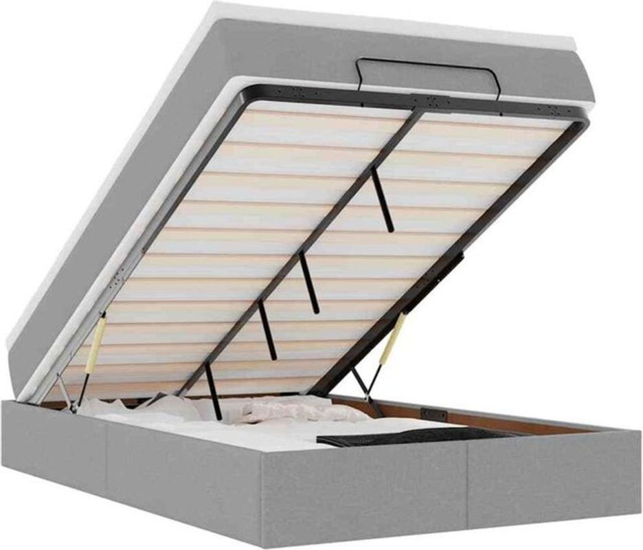 vidaxl Ottoman Polsterbett mit Matratze in Grau aus Stoff und Metall, B/T/H: 190 x 120 x 23,5 cm - Bild 1