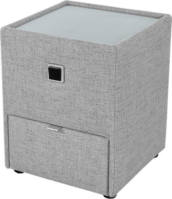 Poco Nachtkonsole modern in Grau mit integrierter Beleuchtung - Bild 1