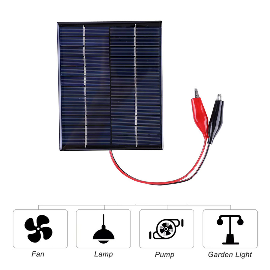 APWIKOGER Tragbares Solarpanel 5W 12V, Wasserdichtes Polysilizium Solarladepanel mit Epoxidzellen in Schwarz zum Aufladen von 9-12V Batterien - Bild 2