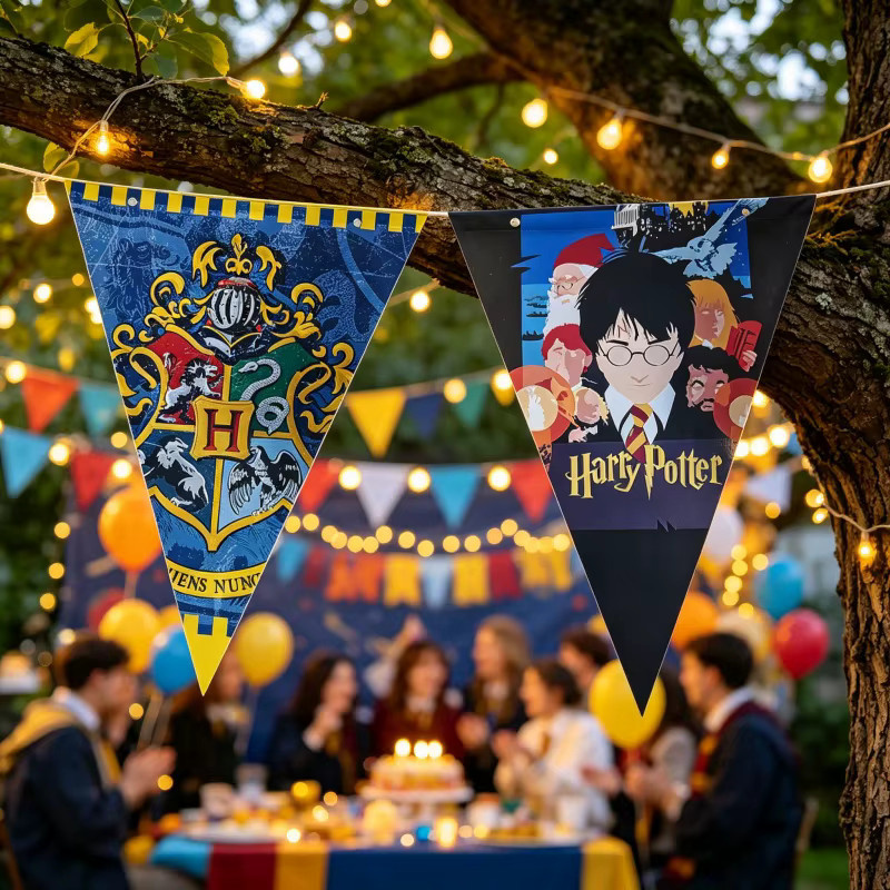 Warner Bros. Magie-Akademie Wimpel-Girlande aus Papier, Mehrfarbig, Party-Dekoration für Geburtstage und Feiertage - Bild 2