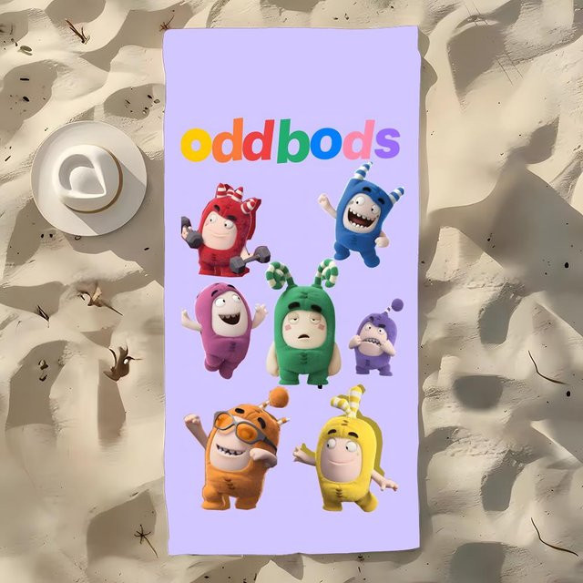 JMG Household Supplies Cartoon O-Oddbods Strandhandtuch aus Mikrofaser, schnelltrocknend und sandfrei, Multicolor, B: 100 cm, H: 50 cm - Bild 1