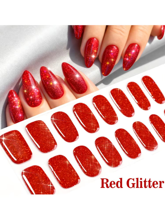 HotPress Nagelaufkleber Rot Glitzer, Glänzend, inkl. Nagelfeile - Bild 5