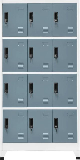 vidaXL Schließfachschrank aus Stahl in Grau mit Schloss für Büro und Schule B/T/H: 90 x 45 x 180 cm - Bild 1