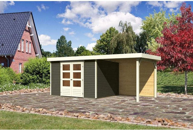 Karibu Holz-Gartenhaus Boras mit Flachdach in Terragrau, B: 298 cm, T: 242 cm - Bild 1