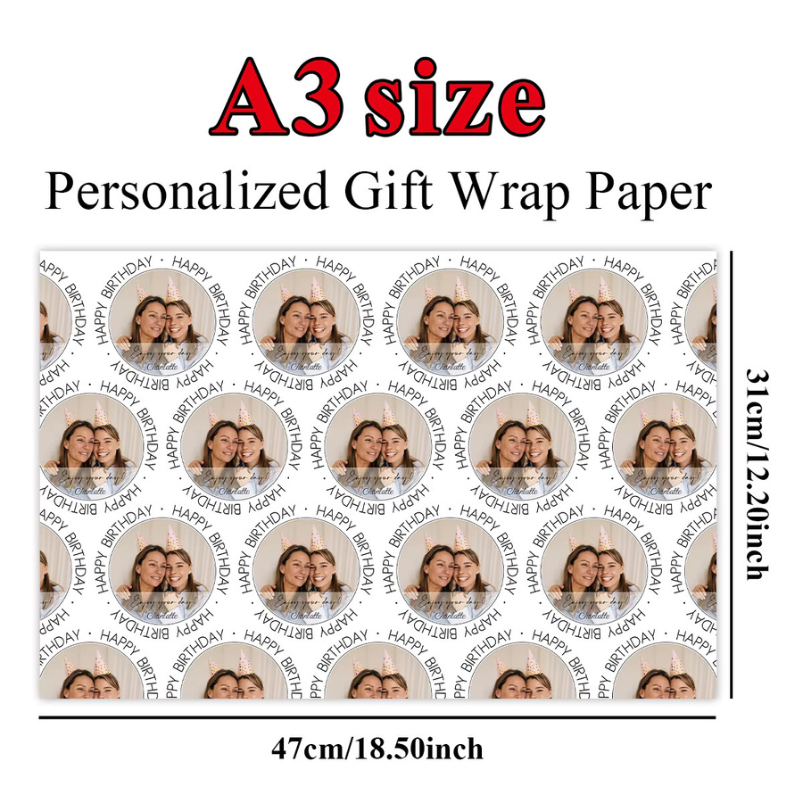Personalisiertes Geburtstagspapier mit Foto und Name, 3 Blatt dekoratives Bastelpapier für Scrapbook und Geschenke - Bild 2