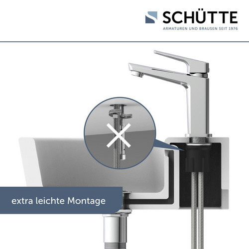 Schütte Waschtischarmatur Raven Einhebelmischer aus Messing in Chrom Silber mit Ablaufgarnitur - Bild 3