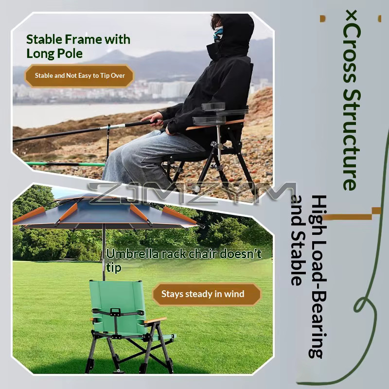 Zusammenklappbare Chaiselongue von ZJMZYM in Grün mit Armlehnen für Camping, Strand und Angeln - Bild 4