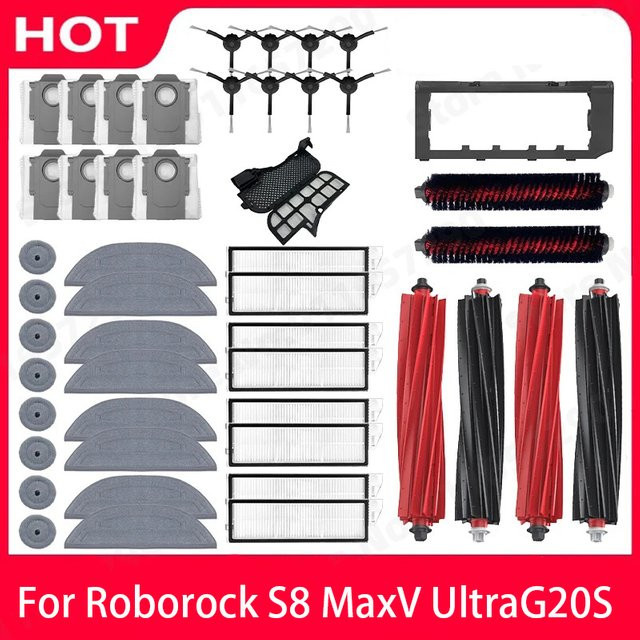 Roborock S8 MaxV Ultra G20S Ersatzteil-Set mit Wischtüchern, Staubsaugerbeuteln, Seitenbürsten und Filtern in Multicolour - Bild 1