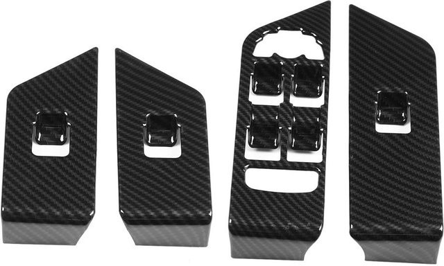 Koogeelife 4er-Set Carbon Fiber Fensterheber Schalter Abdeckung Trim Rahmen für Land Rover Range Rover Evoque in Schwarz - Bild 1