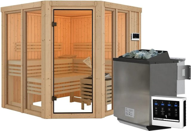 Karibu Bio-Sauna Airini mit 9 kW Ofen in Naturbelassen und Braun - Bild 1