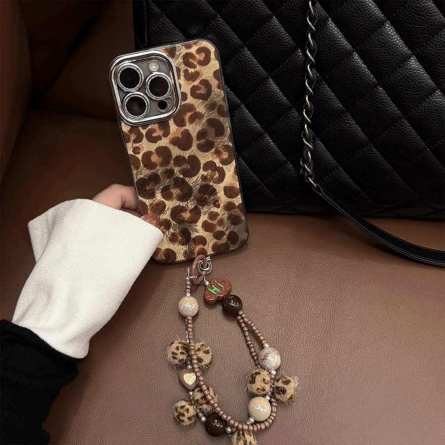 Potdemiel Handyhülle mit Leopardenmuster und Trageband für iPhone 11 12 13 14 15 17 Pro Max XS XR Plus in Multicolour mit Glitzer-Objektivschutz und stoßfester Abdeckung - Bild 3
