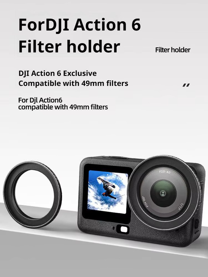DJI Action 6 Filterhalter-Adapterringrahmen in Schwarz mit Schnellverschluss und Objektivschutz - Bild 6