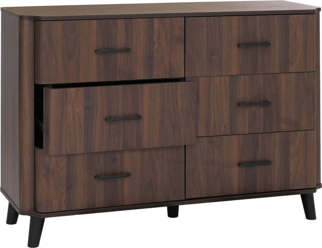 MCW Kommode P42 mit 6 Schubladen in Walnuss-Optik, B/T/H: 120 x 40 x 86 cm - Bild 2