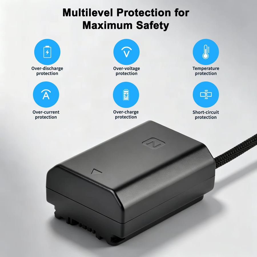 Batmax NP-FZ100 Dummy-Akku mit USB-C PD 9V Anschluss für Sony FX3 FX30 A7III A7IV A7C A7CII A7CR A7RIII A7RIV A7RV A7SIII A6600 in Schwarz - Bild 5