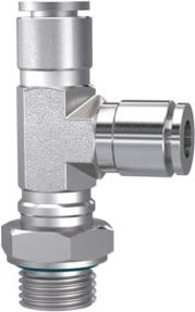 Riegler T-Steckverschluss in L-Form, drehbar, G 1/2 Zoll, für Schlauch Durchmesser 12 mm, Edelstahl, Silber - Bild 1