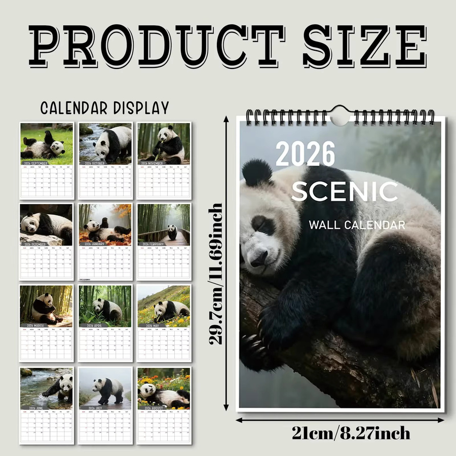 Bambus-Wald-Panda-Kalender in Multicolour aus Holz und Papier für deine Heimdekoration - Bild 3