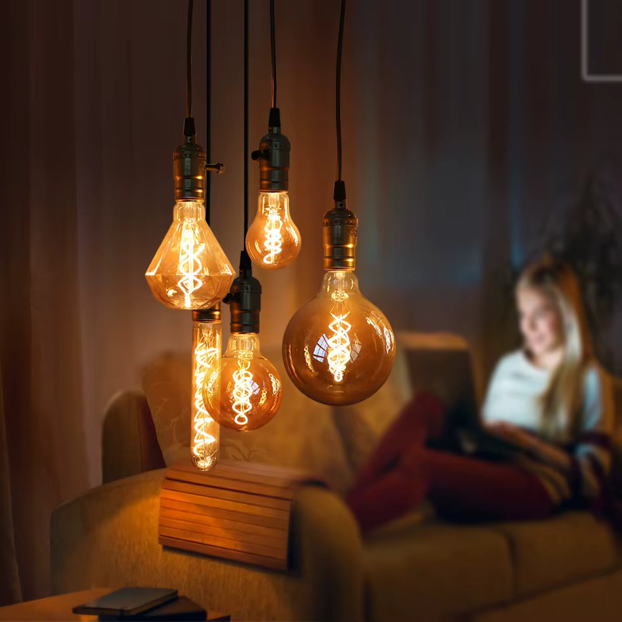 YNL E27 LED Retro Vintage Glühfadenlampe Spiralbirne, 4W, Warmweiß, Transparent - Bild 1