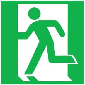 SafetyMarking Fluchtwegschild Folie Notausgang links langnachleuchtend, B: 20 cm, H: 20 cm - Bild 1