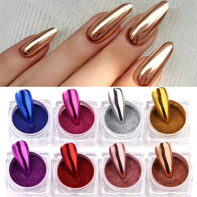 Full Beauty Nagelpuder Pigment Metallic, 8 Boxen - Bild 1