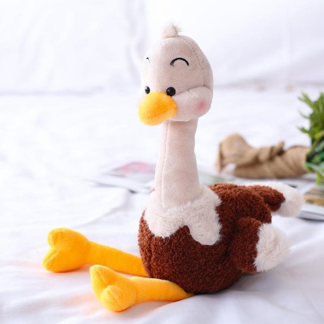 Straußenpuppe Flamingo, Plüschtier, dunkelbraun, 25 cm - Bild 1