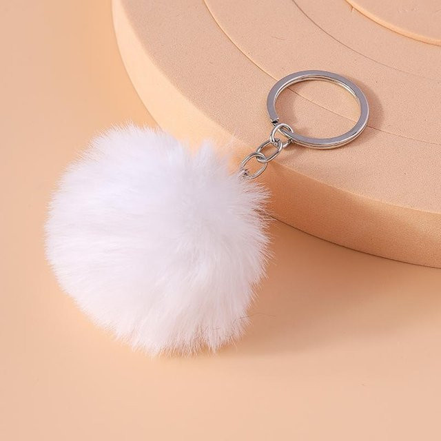 Linyi toy Schlüsselanhänger Plüsch, Kunstkaninchenfell, weiß, Unisex - Bild 1
