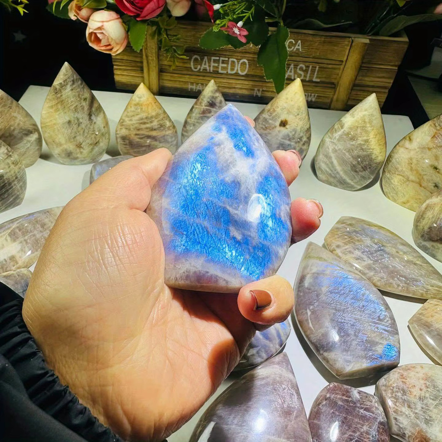 Blauer Mondstein Tropfen als Schmuckstein von CrystalHola für die Schmuckherstellung und als Deko-Ornament - Bild 3