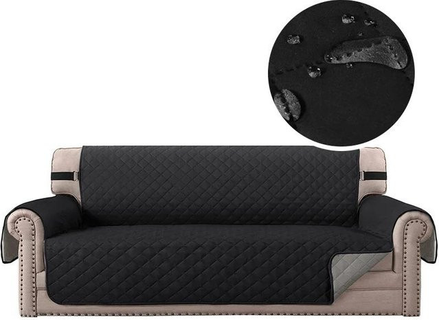 Wasserdichte und rutschfeste Sofadecke von YTO Household items in Schwarz, gesteppte Sofamatte aus Polyester für 1-Sitzer, Breite: 53 cm - Bild 1