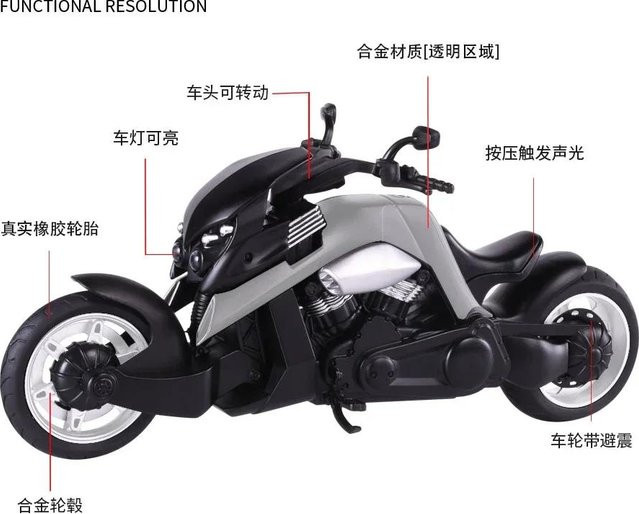 Linyi toy car V-Rex Sportrad, Druckguss Motorradmodell, 1:12, mit Ton & Licht, ab 14 Jahren - Bild 1