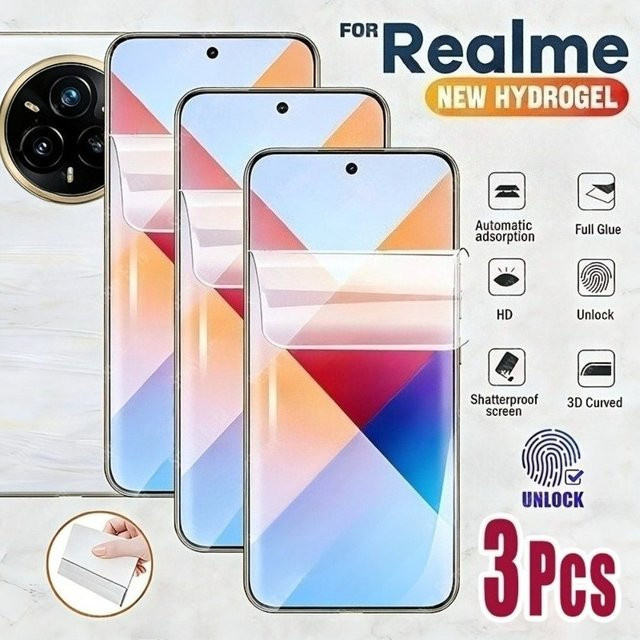 3er-Pack Ultra Clear Hydrogel-Displayschutz für Realme 16 Pro Plus 15 14 13 12 11 Pro 15T 14T 14X, transparent, kratzfeste Vollbild-Folie - Bild 1