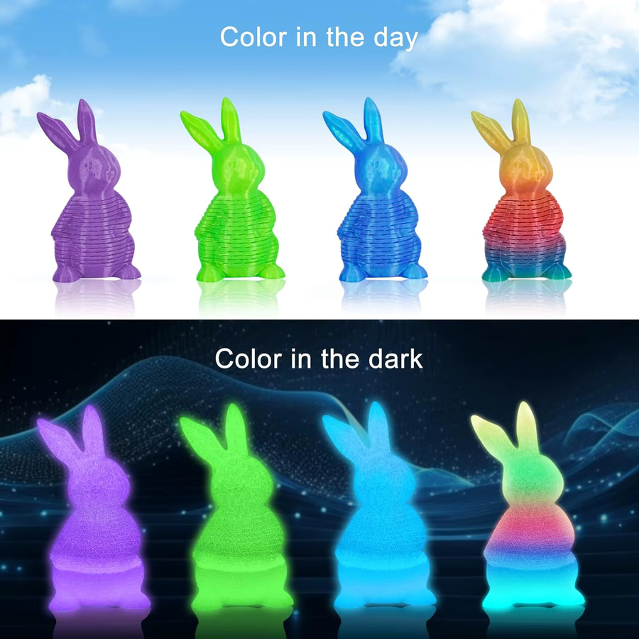 MANLANG PLA-Filament Bundle für FDM 3D-Drucker, 1,75 mm, im Dunkeln leuchtend in Grün, Blau, Lila und Regenbogenfarben - Bild 2