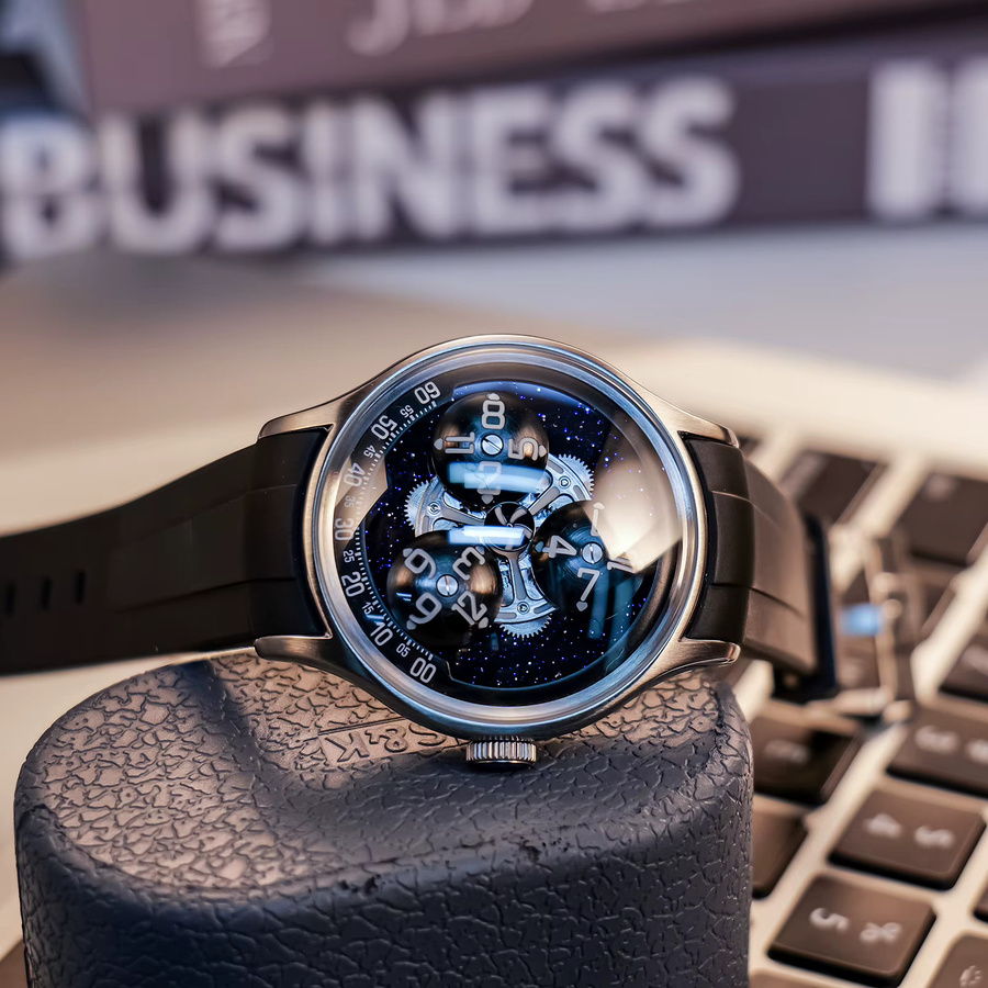 Oblvlo Automatik Armbanduhr, Edelstahl, Silber, Herren - Bild 3