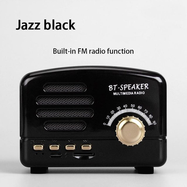 DUODUO 3C Tragbarer Retro-Bluetooth-Lautsprecher mit Radio und USB/TF-Karte in Schwarz - Bild 1
