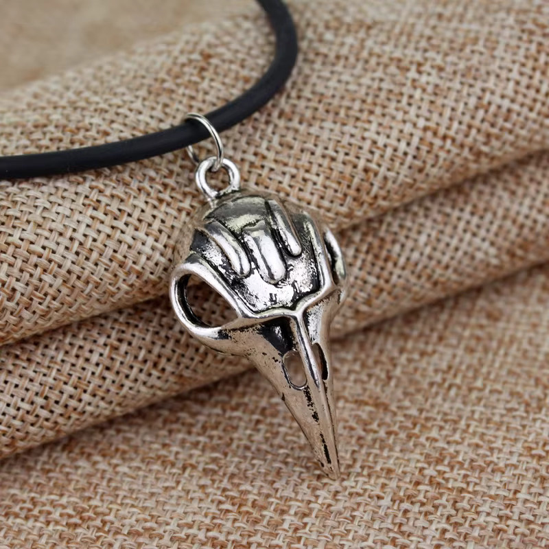 YiYuYiHua Halskette, Vogel Schädel Anhänger, Silber, Unisex, Vintage - Bild 3