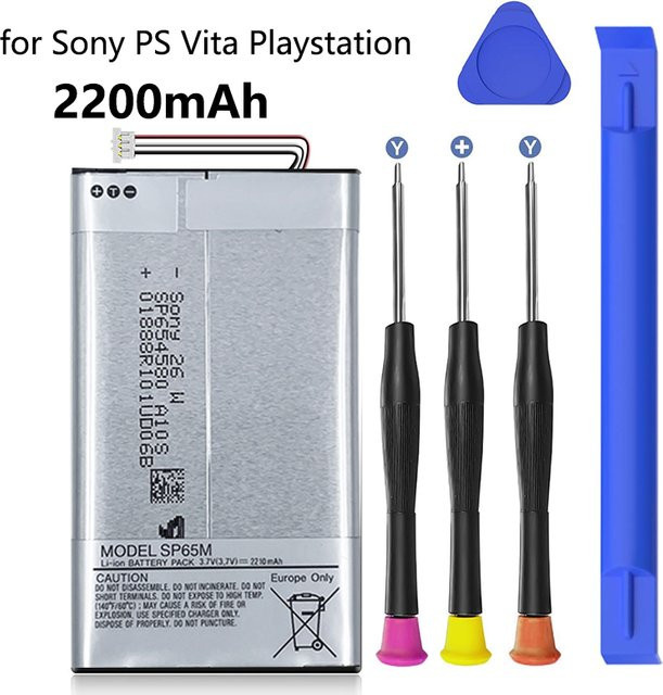 Sony SP65M Akku für PS Vita 1000 PCH-1001 PCH-1101, 2210mAh, Silber - Bild 1