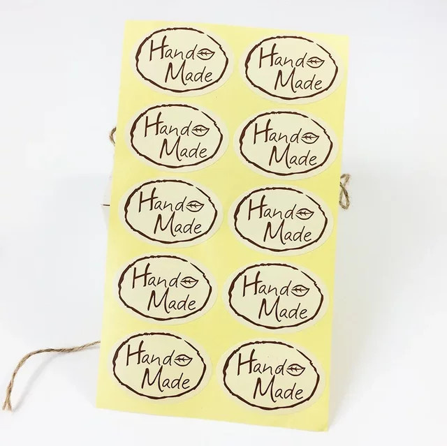 100 Stück YCDBTH Oval Gras Blatt Dichtung Aufkleber aus Papier in Weiß für Geschenk- und Backverpackungen - Bild 1