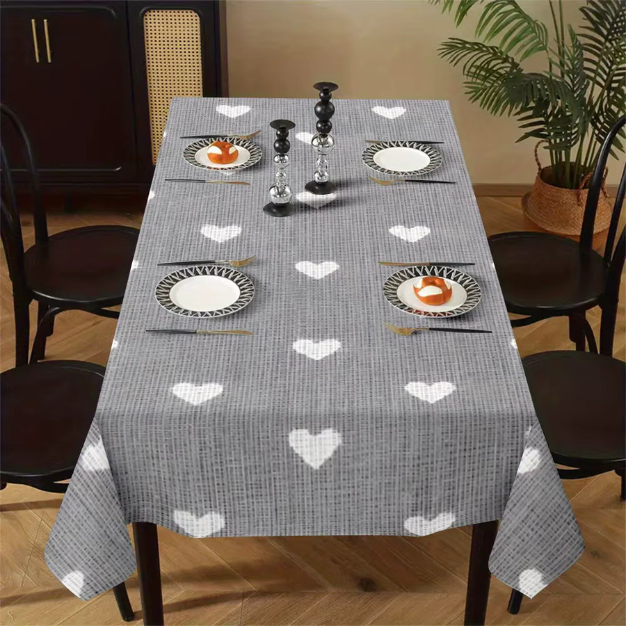 VIKAMA Rechteckige Tischdecke mit weißem Herzmuster in Grau - Bild 3