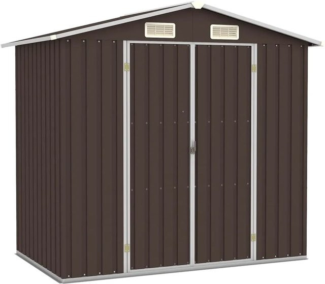 vidaXL Gerätehaus aus verzinktem Stahl in Braun, B/T/H: 205 x 129 x 183 cm - Bild 1