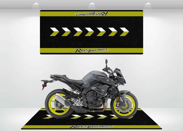 VIKAMA Racing Parkplatz-Bodenmatte, rutschfester Teppich in Schwarz mit Streifen-Design für Schlafzimmer oder Motorrad-Display, rechteckig - Bild 1