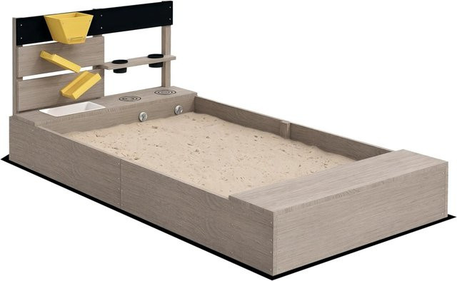 Outsunny Kinder Sandkiste aus Tannenholz in Grau, B: 80 cm, H: 60 cm, Volumen: 154 l - Bild 1