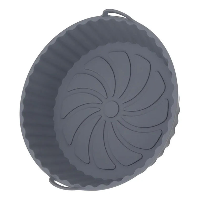 2er-Set Runde Silikon-Fritteuseneinlagen von CosyHome, Antihaftbeschichtet und Ölbeständig, Grau, für 6,5-9kg - Bild 2