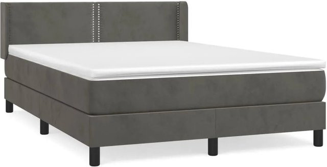 vidaXL Boxspringbett mit Matratze in Dunkelgrau, Hybrid-Design aus Samt, B/T/H: 140 x 190 x 147 cm - Bild 1