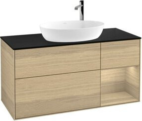 V&B Waschtischunterschrank Finion in Eiche mit Regalfach, Farbe: Oatmeal/Beige, Breite: 120 cm, Tiefe: 50,1 cm - Bild 1
