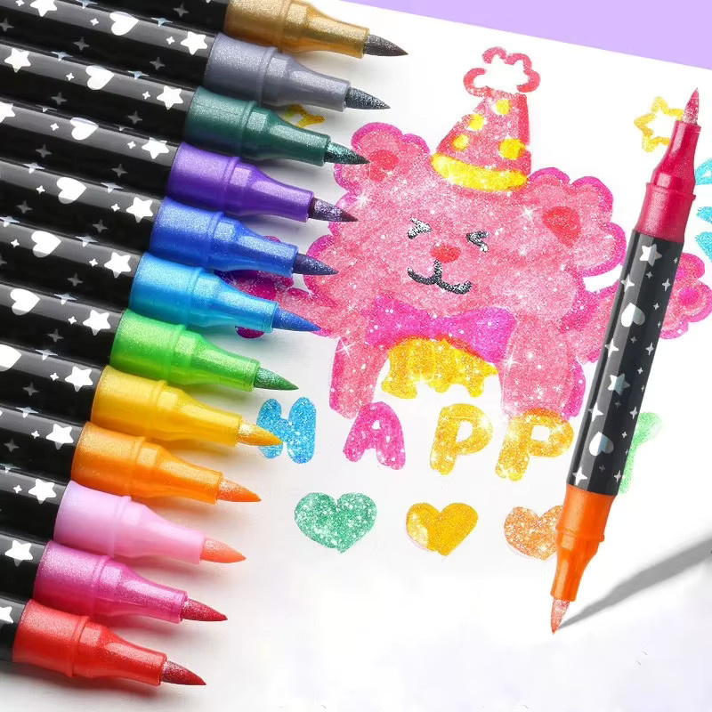 Kawaii Glitzer Dual Tip Marker Set mit Aquarell Pinsel Stiften in Multicolour für Schulkunstbedarf - Bild 4