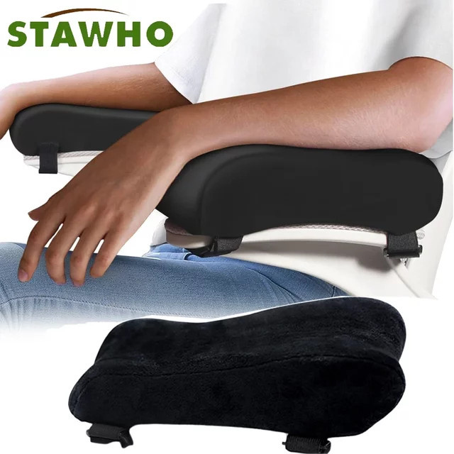 STAWHO Bürostuhl-Armlehnenpolster in Schwarz mit Memory-Schaum-Innenkern und ergonomischer Konturierung - Bild 1