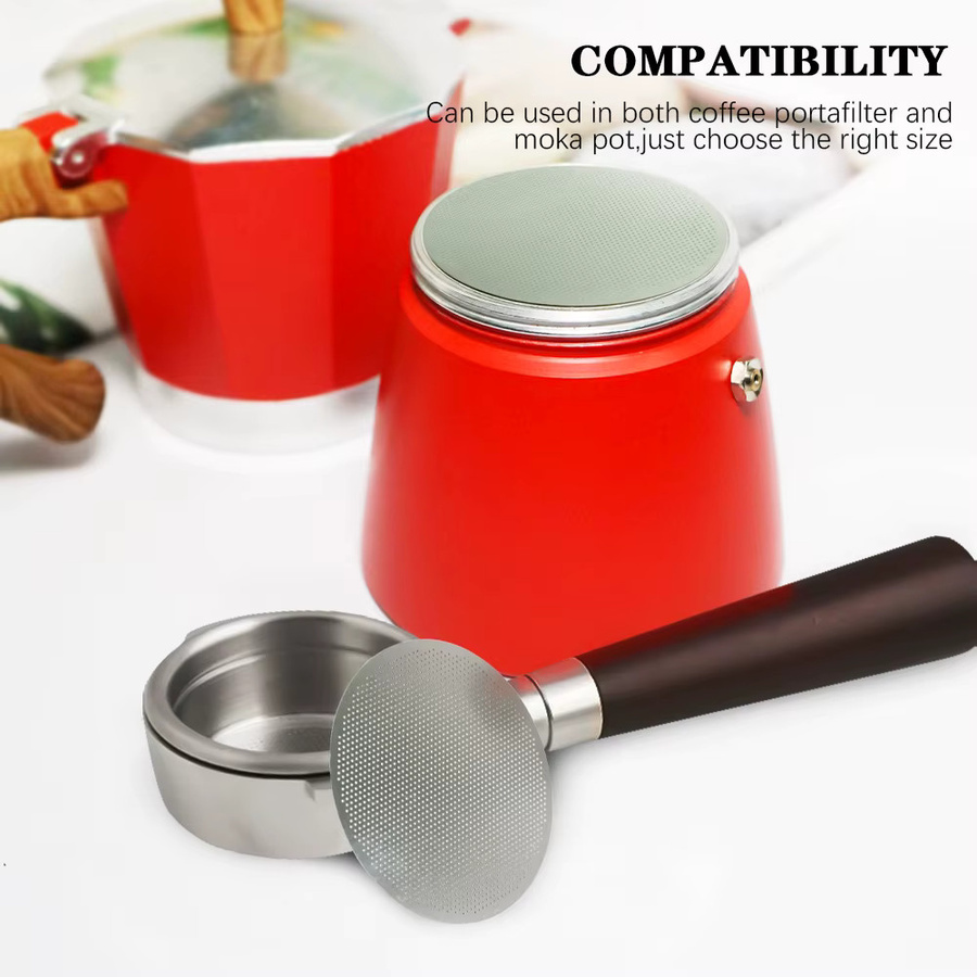 2er-Set Dalinwell Kaffee Puck-Siebe aus feinem Metall, silberfarben, runde Siebe für verschiedene Durchmesser: 51mm, 53mm, 56mm, 58mm, 59mm, 60mm, 65mm, 68mm - Bild 4