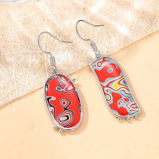 Ohrringe Emaille, rot, Damen, Bohemian - Bild 1